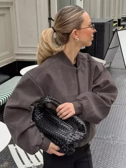 Retro Zip-up Bomber Jacket For A Street Look 2026