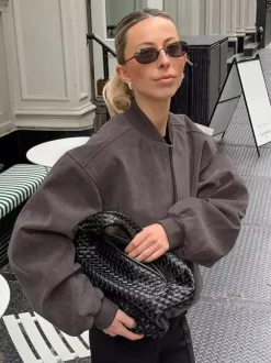 Retro Zip-up Bomber Jacket For A Street Look 2026