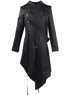 Retro Costumes For Men Black Vintage Long Sleeves Uniform Overcoat Cosplay Carnival
