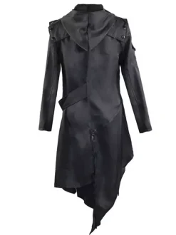 Retro Costumes For Men Black Vintage Long Sleeves Uniform Overcoat Cosplay Carnival