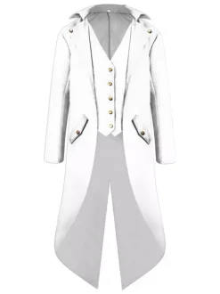 Retro Costumes For Men High Low Coat Button Up Vintage Tuxedo Burgundy