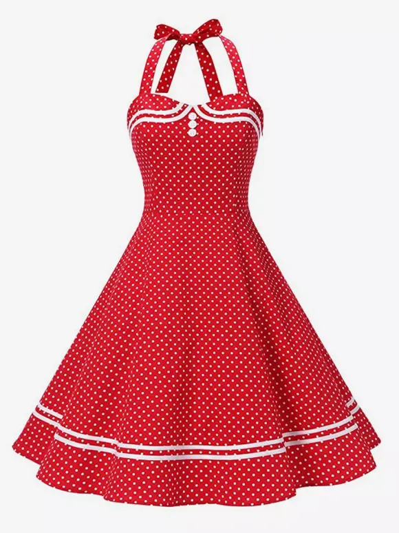 Retro Glamour Dress 1950s Aquatic Plaid Backless Buttons Sleeveless Sweetheart Neck Medium Rockabilly Dress