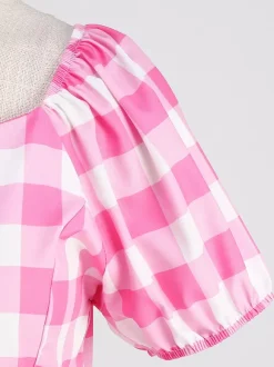 Retro Glamour Dress Sweetheart Neck Puff Sleeves Polka Dots Casual Long Dresses