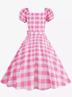Retro Glamour Dress Sweetheart Neck Puff Sleeves Polka Dots Casual Long Dresses