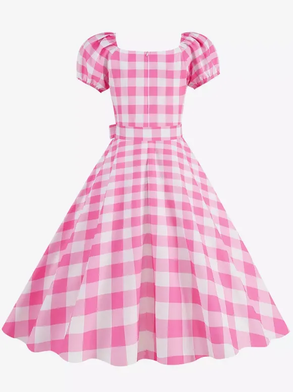 Retro Glamour Dress Sweetheart Neck Puff Sleeves Polka Dots Casual Long Dresses