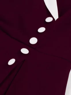 Retro Lapel Side Button Slim Fit Flare A Line Elegant Midi Dress For Women 2026