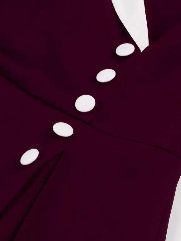 Retro Lapel Side Button Slim Fit Flare A Line Elegant Midi Dress For Women 2026