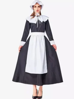 Retro Medieval Scotland Dress Women Black And White Ruffles Vintage Garden Fashion Patchwork Prairie Chic Sukol Dress