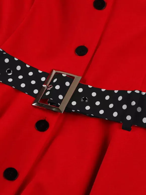 Retro Polka Dot Shirt Dress With Tie And Belt Vintage Inspired Midi Dress For Women 2026