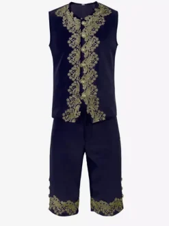 Retro Vintage Medieval Renaissance Coat Pants Outfits Prince Gentleman Embroidered Embroidery Fancy Dress Men's Royal Carnival Masquerade Party Carnival Of Veni