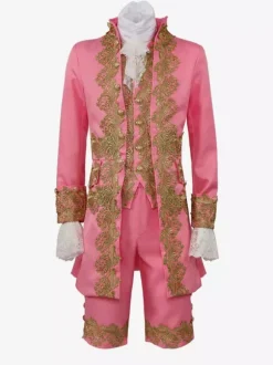Retro Vintage Medieval Renaissance Coat Pants Outfits Prince Gentleman Embroidered Embroidery Fancy Dress Men's Royal Carnival Masquerade Party Carnival Of Veni