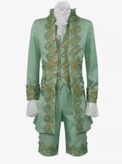 Retro Vintage Medieval Renaissance Coat Pants Outfits Prince Gentleman Embroidered Embroidery Fancy Dress Men's Royal Carnival Masquerade Party Carnival Of Veni
