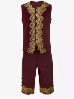 Retro Vintage Medieval Renaissance Coat Pants Outfits Prince Gentleman Embroidered Embroidery Fancy Dress Men's Royal Carnival Masquerade Party Carnival Of Veni