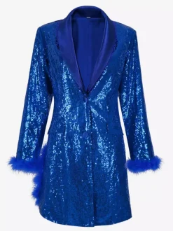 Retro Vintage 1980s Dress Suits&Blazers Disco Sequins Women's Party / Evening Masquerade Bachelorette Party Adults Dress
