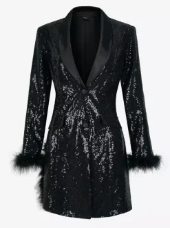 Retro Vintage 1980s Dress Suits&Blazers Disco Sequins Women's Party / Evening Masquerade Bachelorette Party Adults Dress