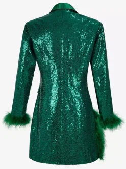 Retro Vintage 1980s Dress Suits&Blazers Disco Sequins Women's Party / Evening Masquerade Bachelorette Party Adults Dress