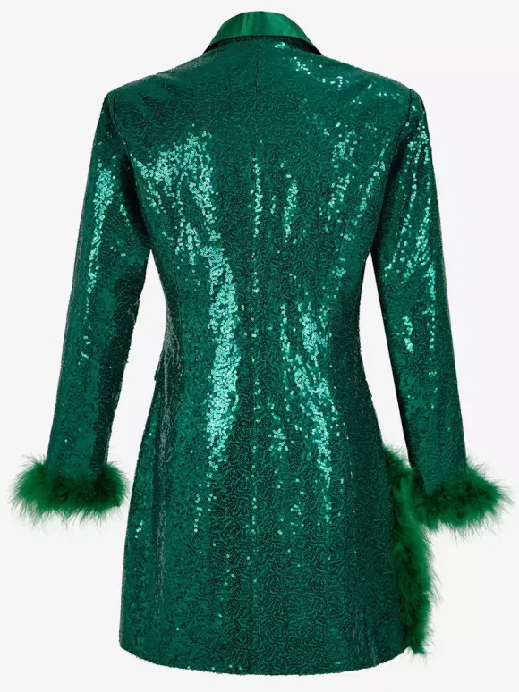 Retro Vintage 1980s Dress Suits&Blazers Disco Sequins Women's Party / Evening Masquerade Bachelorette Party Adults Dress
