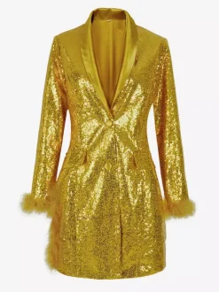 Retro Vintage 1980s Dress Suits&Blazers Disco Sequins Women's Party / Evening Masquerade Bachelorette Party Adults Dress