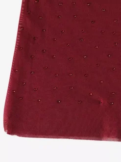 Rhinestone Mesh Maxi Dress For Women - Red Sheer High Neck Long Sleeve Bodycon Cover Up - Summer Clubwear Partywear 2026