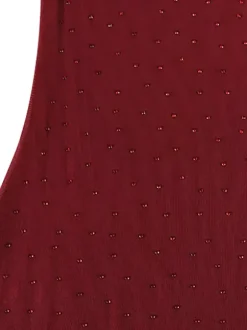 Rhinestone Mesh Maxi Dress For Women - Red Sheer High Neck Long Sleeve Bodycon Cover Up - Summer Clubwear Partywear 2026
