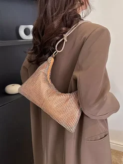 Rhinestone Shoulder Bag Shiny Handbag For Women 2026
