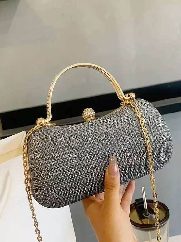 Rhinestone Lock Crossbody Bag Exquisite Party Handbag With Chain For Women 2026