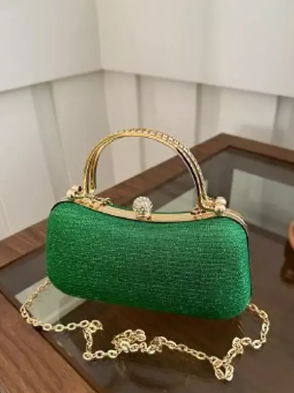 Rhinestone Lock Crossbody Bag Exquisite Party Handbag With Chain For Women 2026