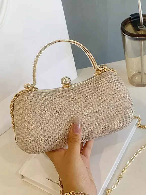 Rhinestone Lock Crossbody Bag Exquisite Party Handbag With Chain For Women 2026