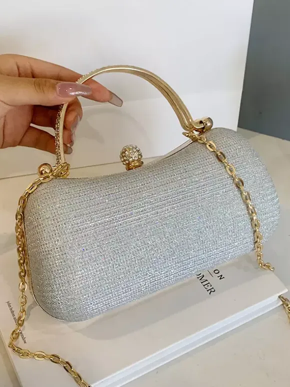 Rhinestone Lock Crossbody Bag Exquisite Party Handbag With Chain For Women 2026
