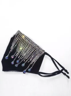 Rhinestone Tassel Drop Gem Decorative Denim Face Mask