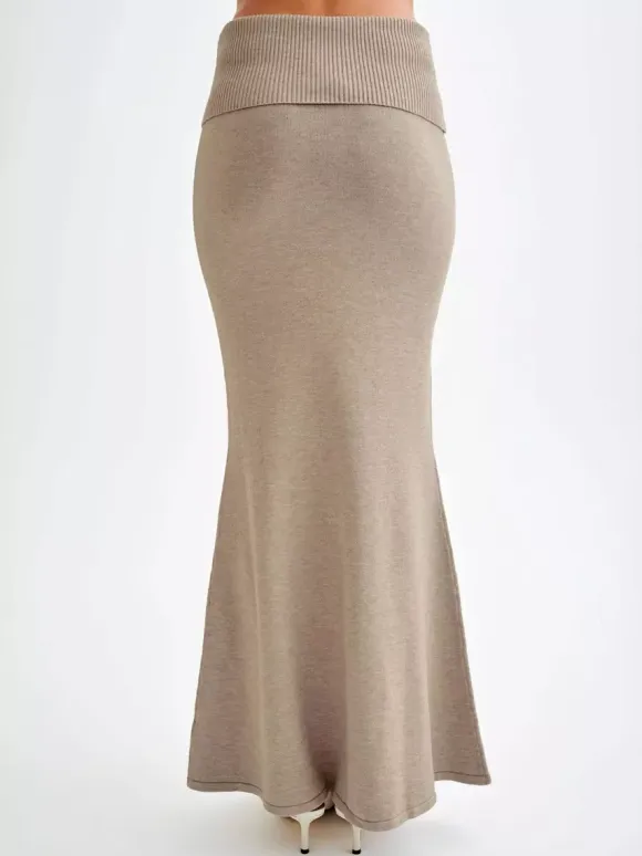 Ribbed Knit High Waist Bodycon Maxi Skirt For Women 2026