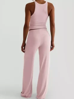 Ribbed 2 Piece Lounge Set For Women - Casual Sleeveless Tank Top And Wide Leg Pants Co-ord - Summer Relaxed Fit Outfits 2026