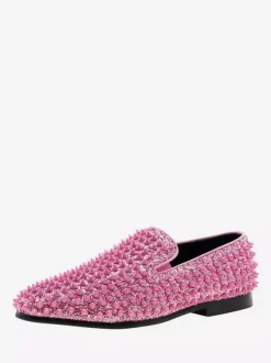 Rivets Loafer Shoes For Men penny Loafer Sequined Glitter Rivets Spikes Slip-On Prom Party Wedding Shoes