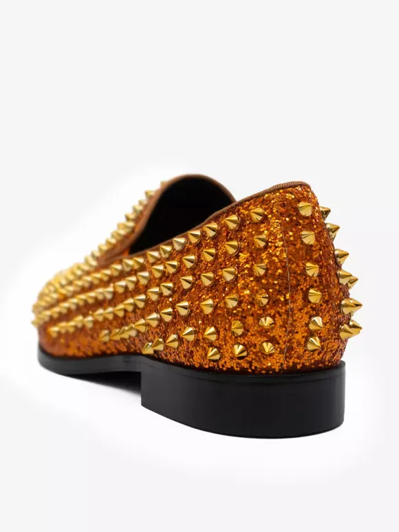 Rivets Loafer Shoes For Men penny Loafer Sequined Glitter Rivets Spikes Slip-On Prom Party Wedding Shoes