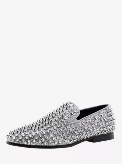Rivets Loafer Shoes For Men penny Loafer Sequined Glitter Rivets Spikes Slip-On Prom Party Wedding Shoes