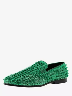 Rivets Loafer Shoes For Men penny Loafer Sequined Glitter Rivets Spikes Slip-On Prom Party Wedding Shoes