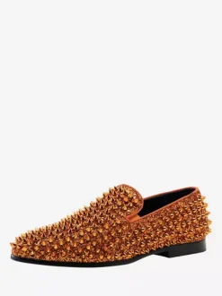 Rivets Loafer Shoes For Men penny Loafer Sequined Glitter Rivets Spikes Slip-On Prom Party Wedding Shoes