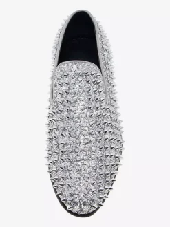 Rivets Loafer Shoes For Men penny Loafer Sequined Glitter Rivets Spikes Slip-On Prom Party Wedding Shoes