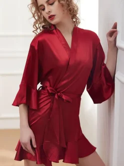 Robes Silk-like Ruffles Lingerie