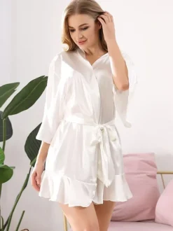 Robes Silk-like Ruffles Lingerie