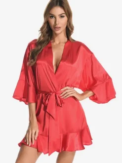 Robes Silk-like Ruffles Lingerie