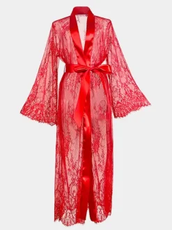 Robes Lace See Through Sheer Sleepwear Nightgown Long Sleeve Lingerie