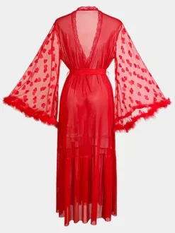 Robes Silk Long Sleeve See Through Sheer Sleep Gown Lingerie