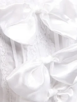 Rococo Lolita JSK Dress Lace Bow Ruffle White Cotton Lolita Jumper Skirt
