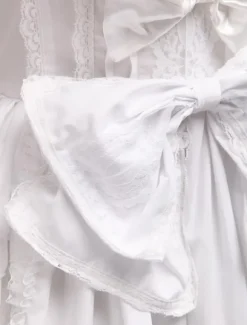 Rococo Lolita JSK Dress Lace Bow Ruffle White Cotton Lolita Jumper Skirt