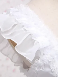 Rococo Lolita JSK Dress Lace Bow Ruffle White Cotton Lolita Jumper Skirt