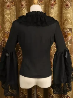 Rococo Lolita Shirt Lace Trim Ruffle Bow Chiffon Lolita Blouse