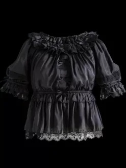 ROCOCO Style Lolita Blouses White Lolita Top Long Sleeves Ruffles Lolita Shirt
