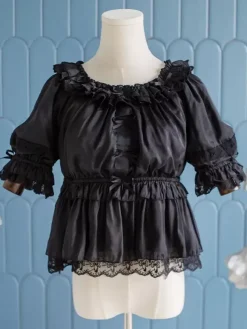 ROCOCO Style Lolita Blouses White Lolita Top Long Sleeves Ruffles Lolita Shirt