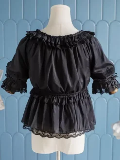 ROCOCO Style Lolita Blouses White Lolita Top Long Sleeves Ruffles Lolita Shirt